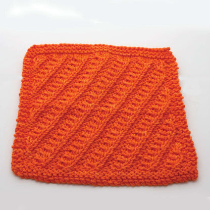 Lily Sugar'n Cream Diagonal Stitch Dishcloth Hot Orange