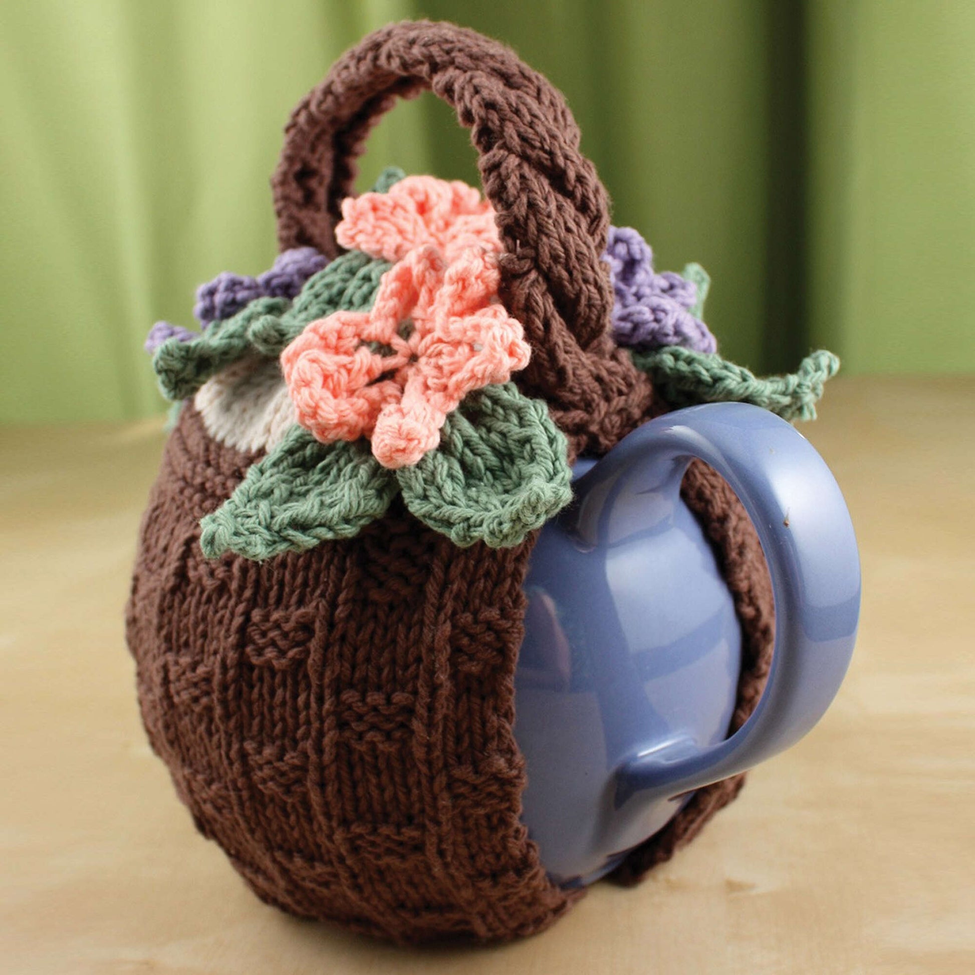 Free Lily Sugar'n Cream Flower Basket Tea Cozy Knit Pattern