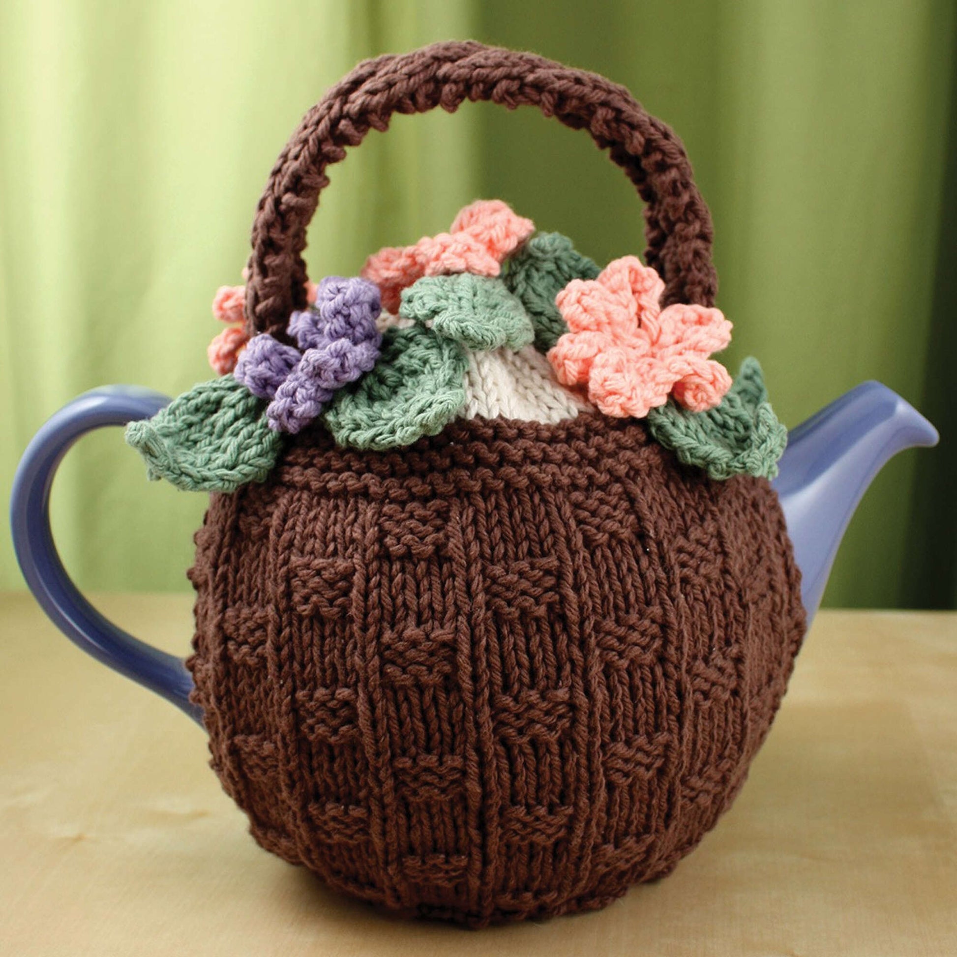 Free Lily Sugar'n Cream Flower Basket Tea Cozy Knit Pattern