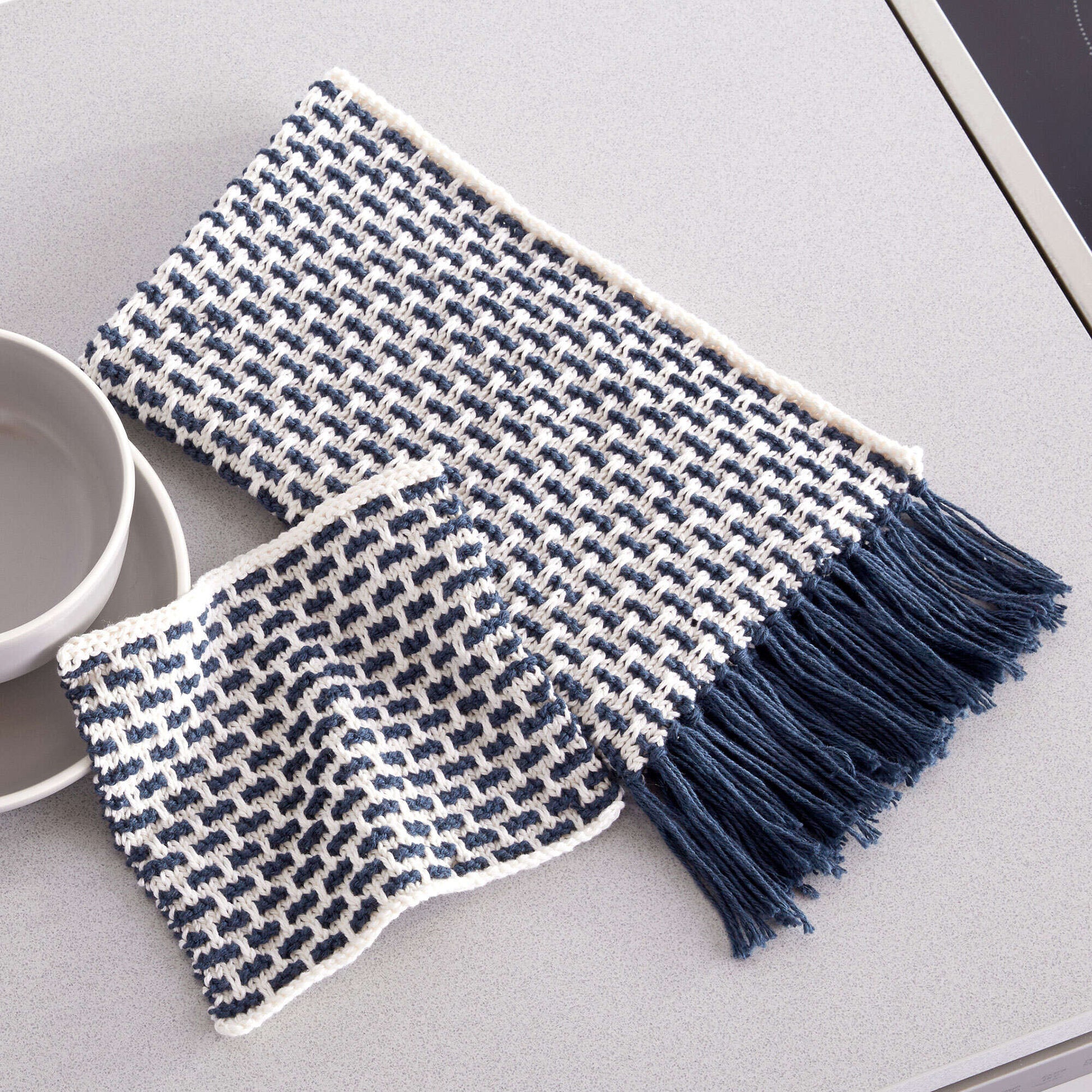Free Lily Sugar'n Cream Modern Weave Knit Kitchen Set Pattern