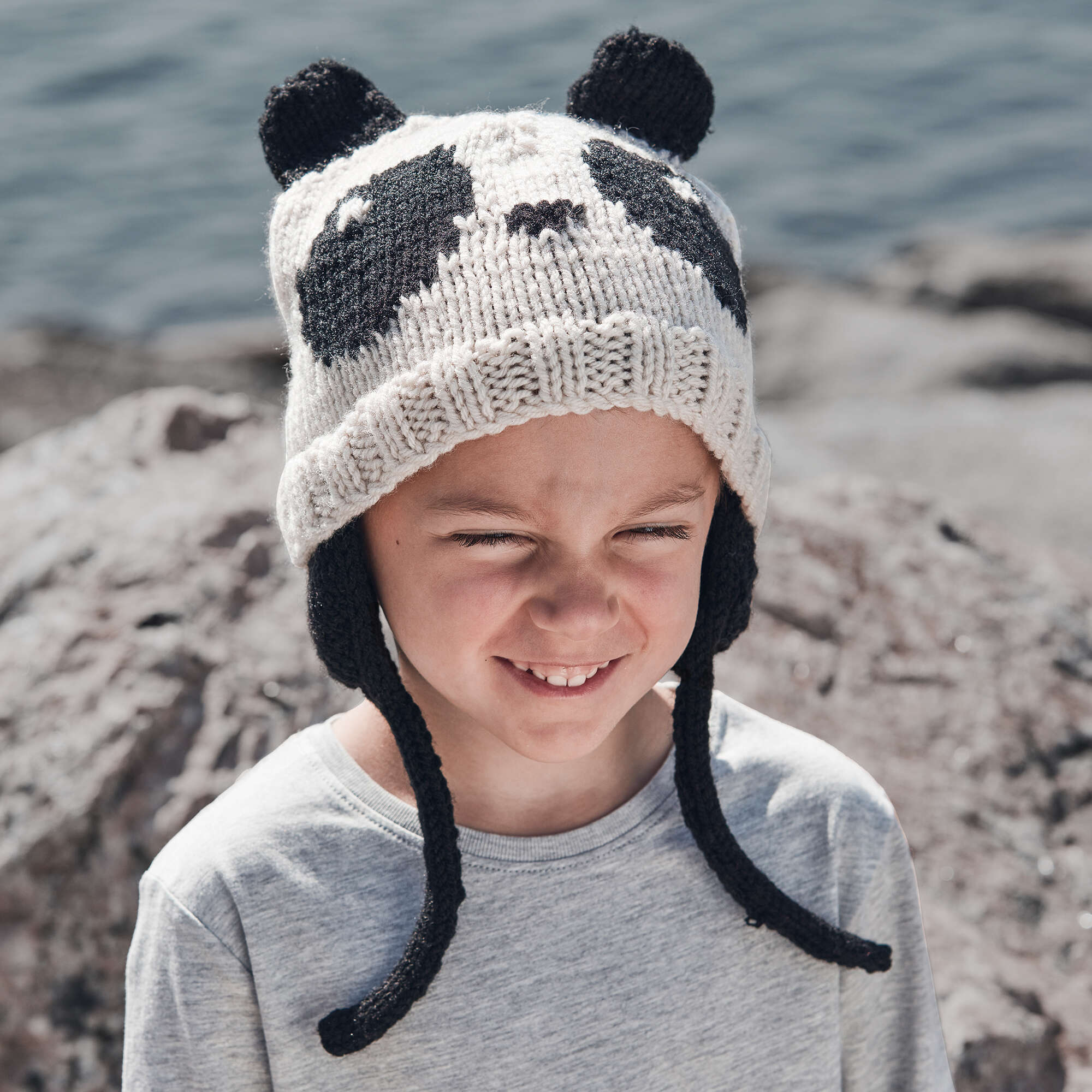 Red Heart Kids Knit Panda Hat Yarnspirations